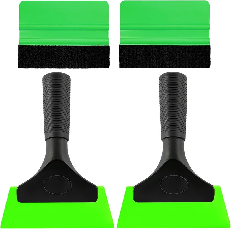 Yourkar 4 PCS Window Tint Kit Tools, Professional Vinyl Wrap Kit with Plastic Squeegee & Felt Squeegee, Universal Privacy Film Installation Tint Tools for Vehicle Glass Home (Green) - Image 1